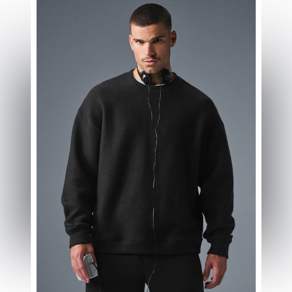 NEW ALO Yoga Triumph Restore Crewneck Sweatshirt Black Size Large
